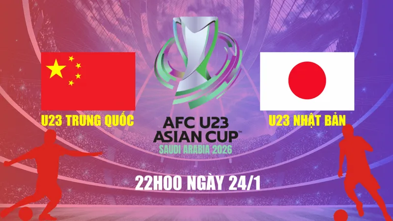 Cầu thủ U23 Nhật Bản tung cú sút mạnh vào khung thành của U23 Trung Quốc